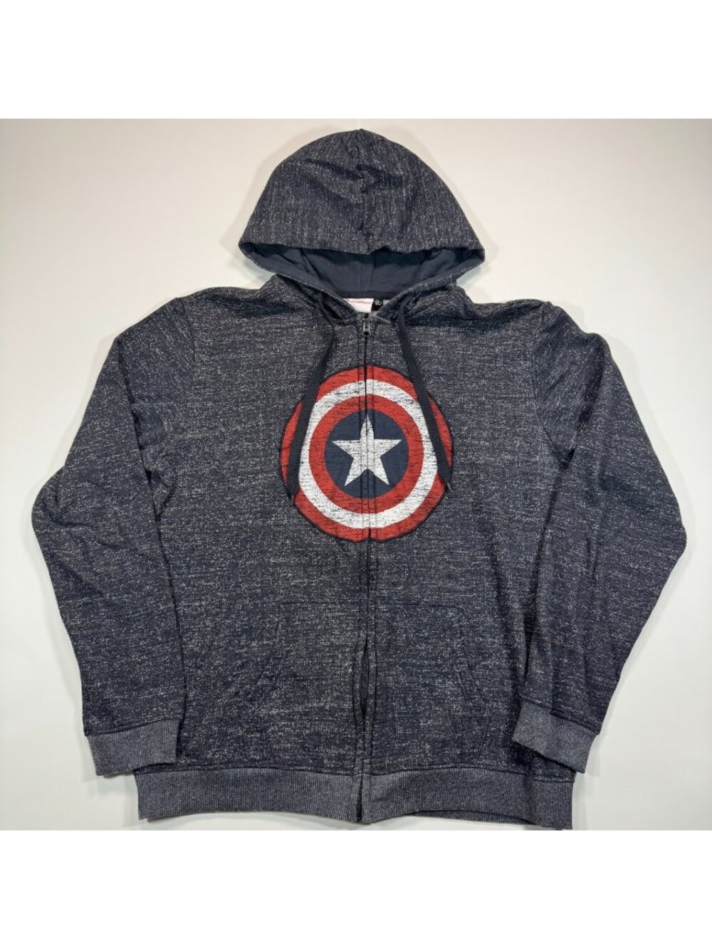Marvel Avengers Hoodie Men XL Gray Captain America Shield Cotton Fleece Full-Zip